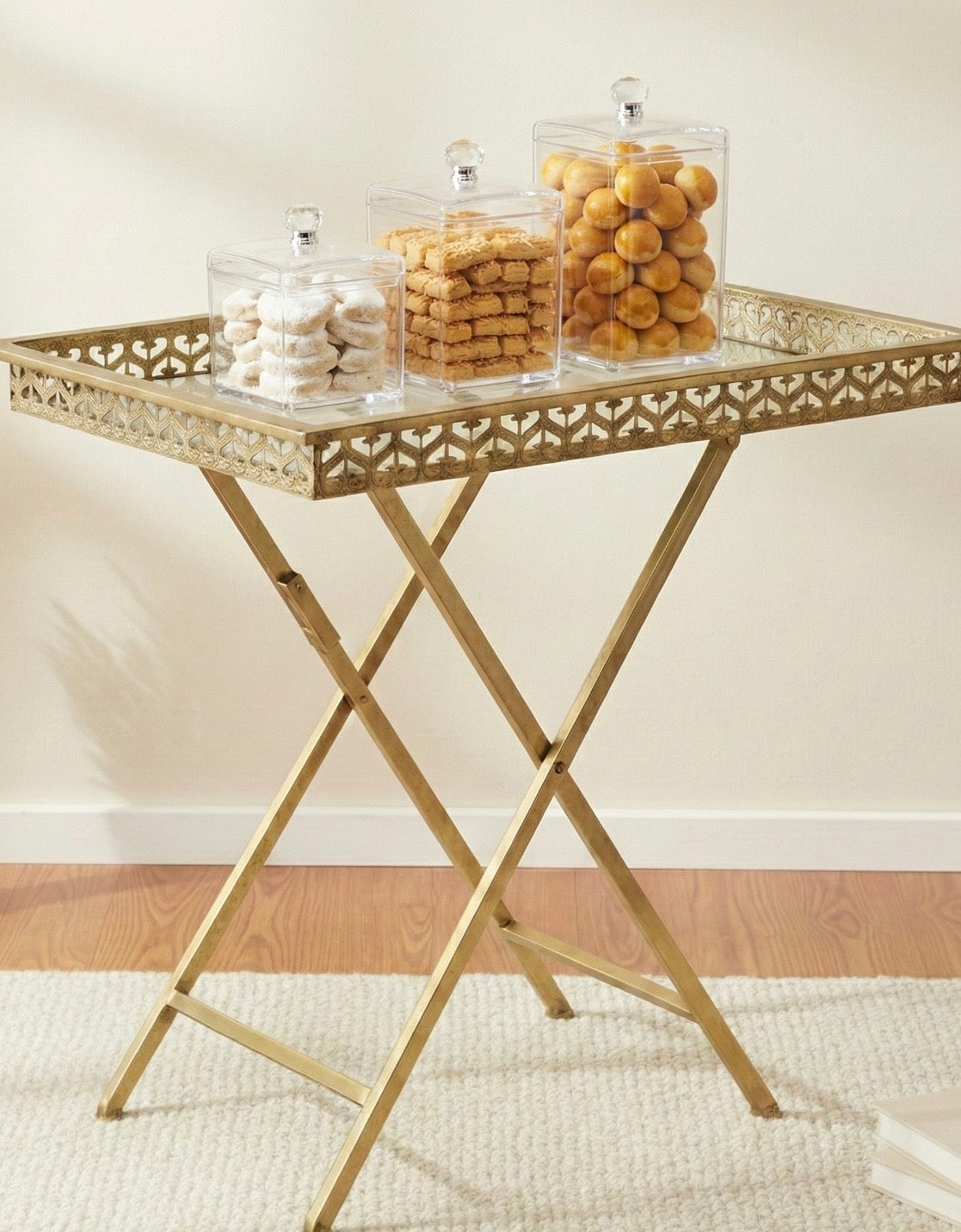 Raya Folding Gold Tray Table