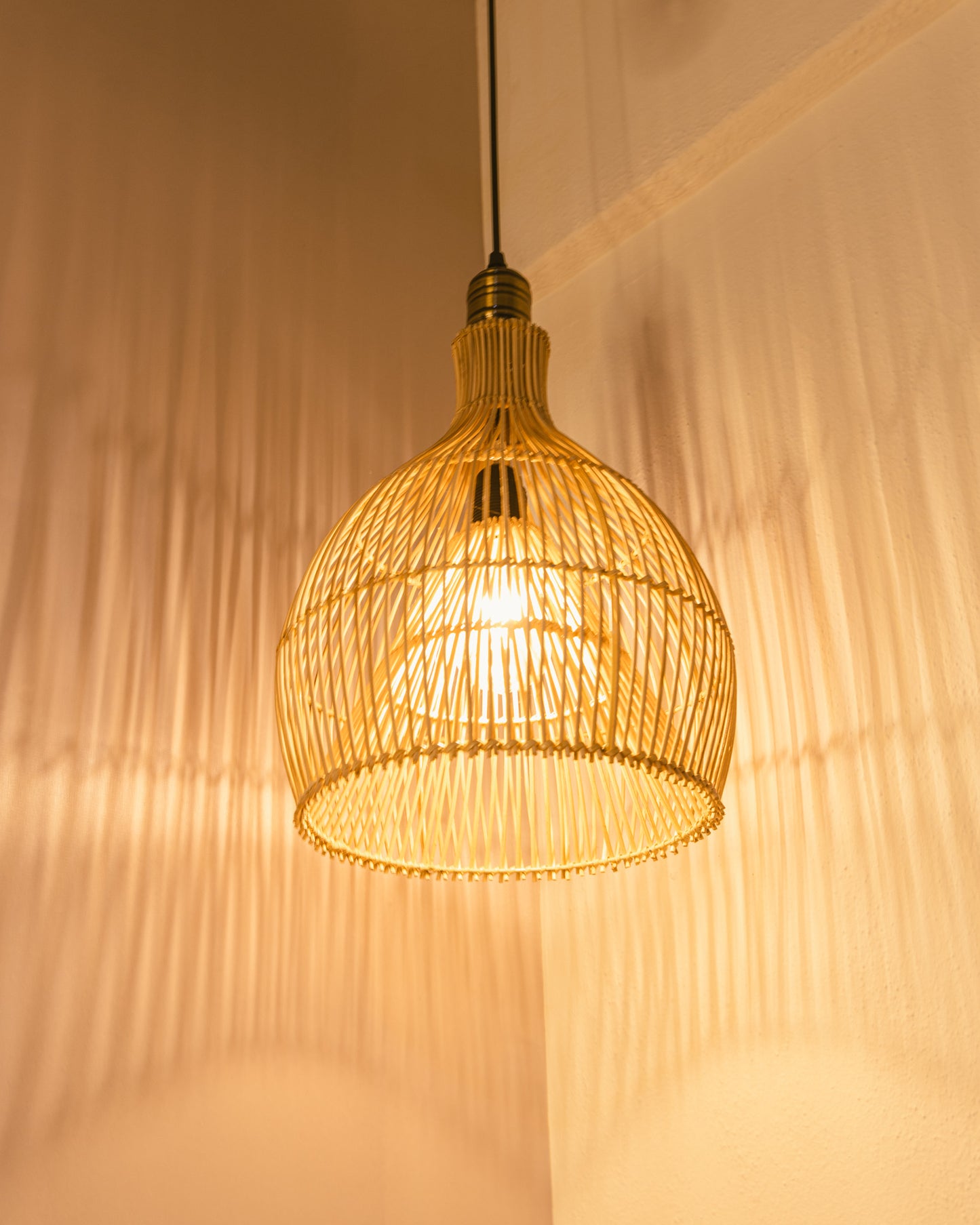 Handwoven Raindrop Shaped Rattan Lampshade