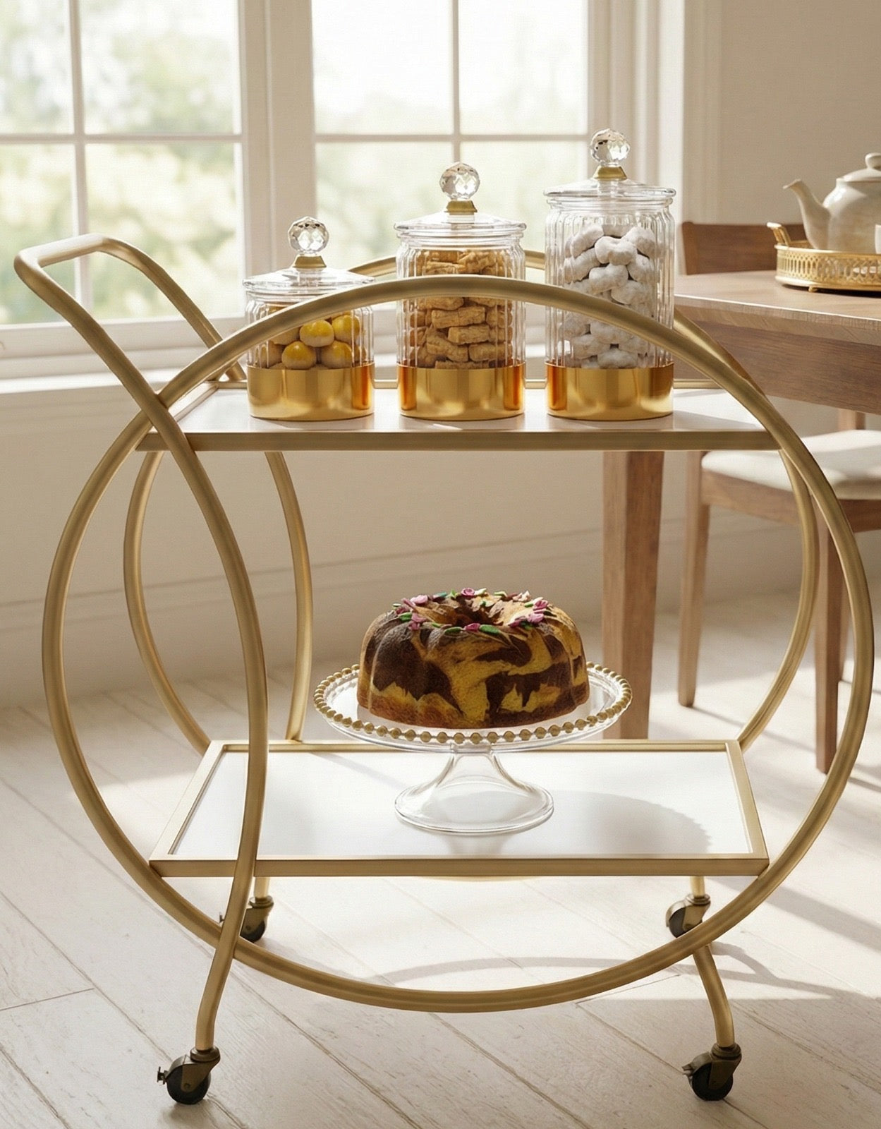 Amani Oval Gold Bar Cart