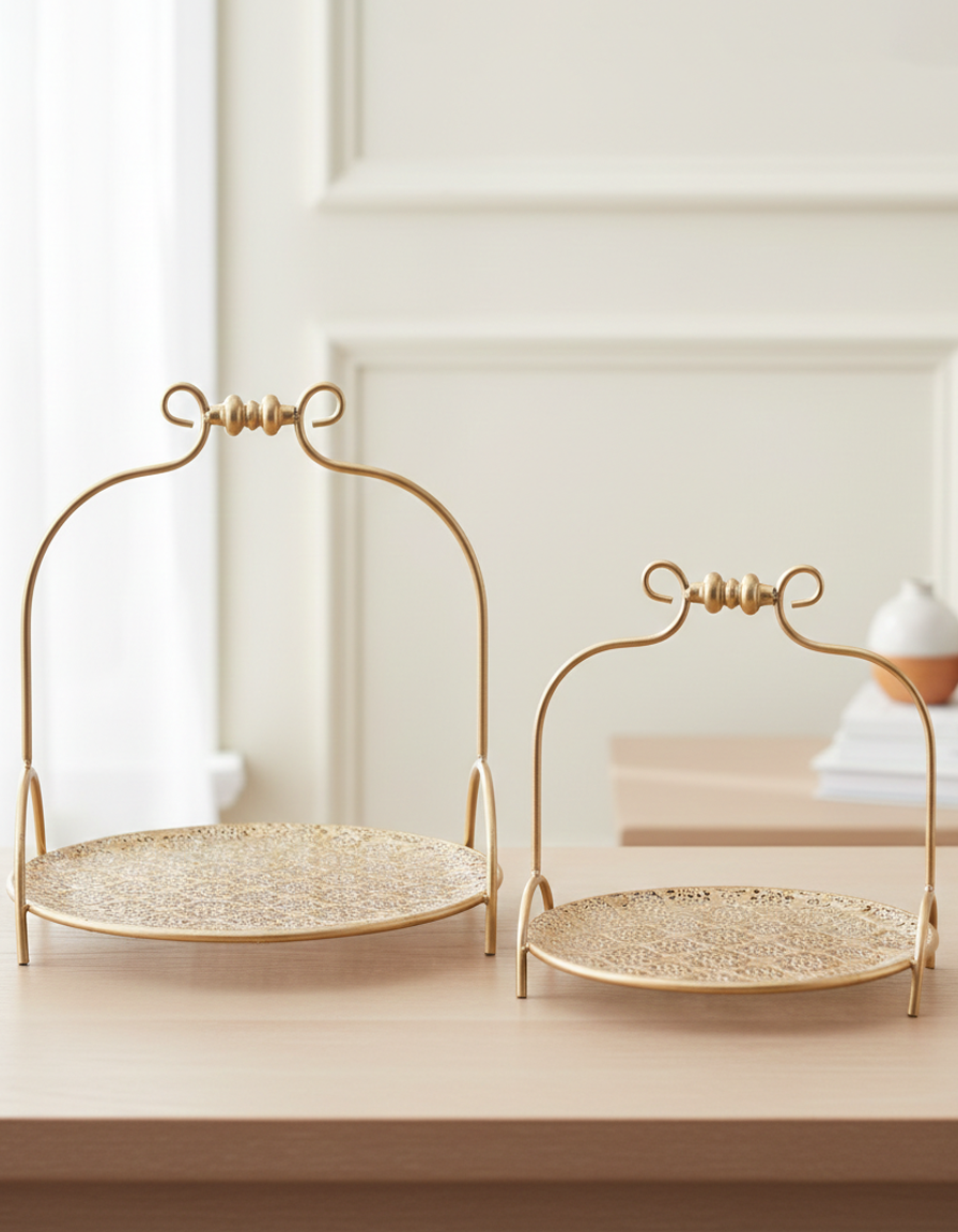 Amani Gold Handled Serving Tray