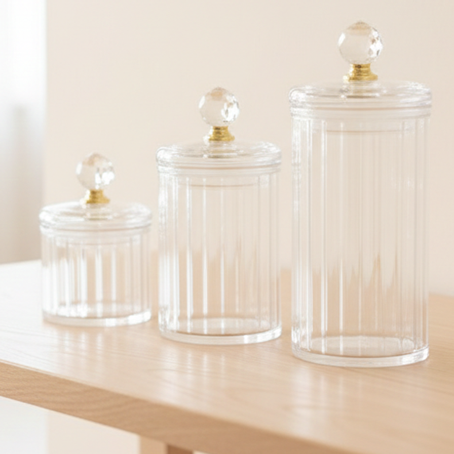 Ribbed Acrylic Canisters