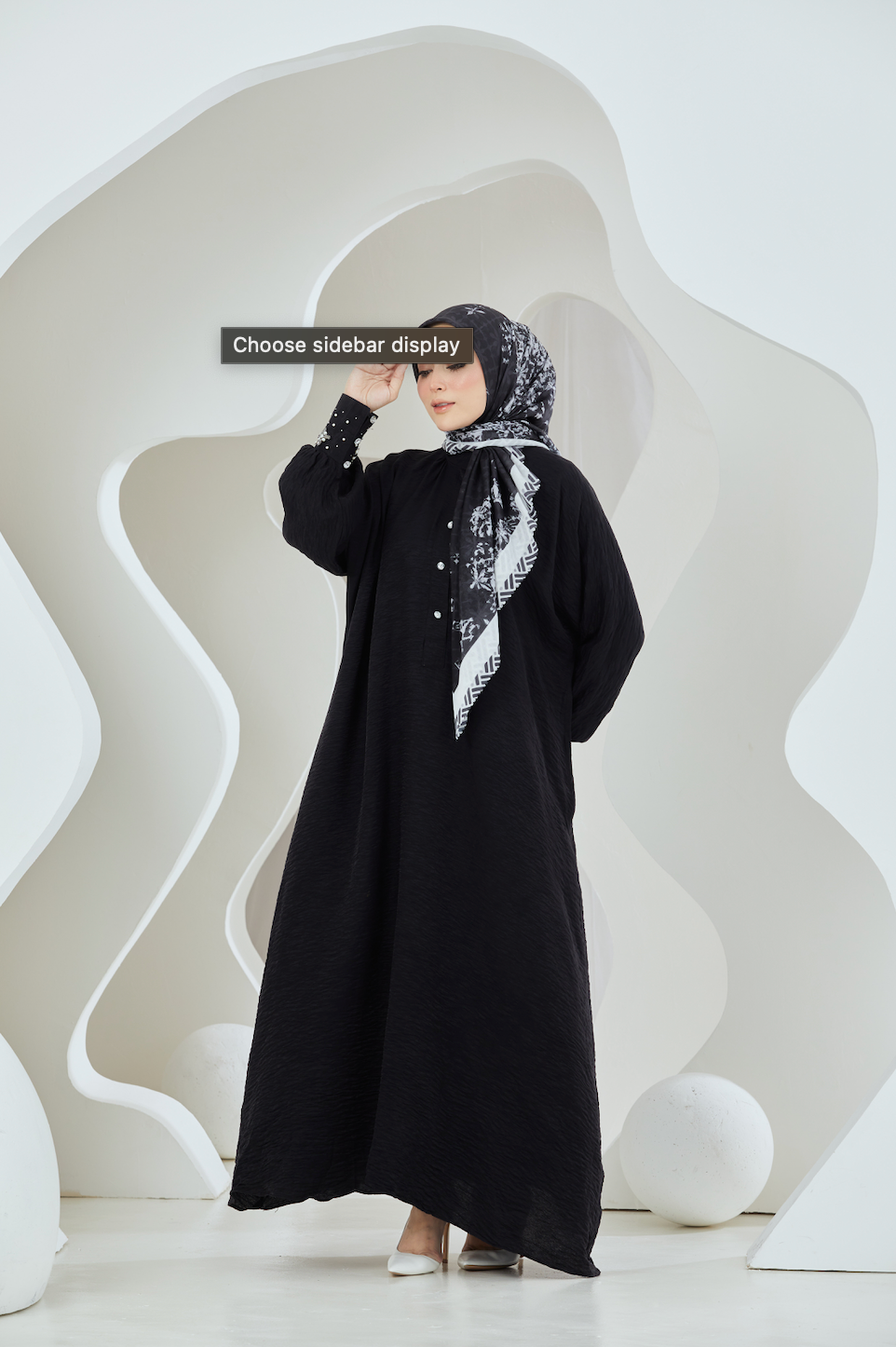 Crinkled Rayon Maxi Shirt Dress With Embellished Cuffs - Black