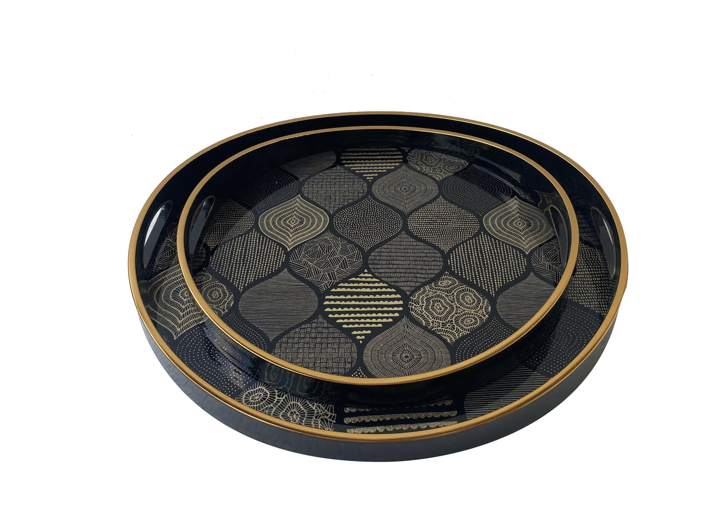 Black Ogee Round Tray
