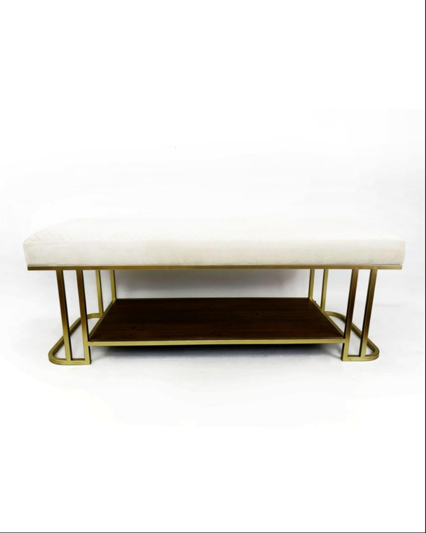 Cream Velvet Gold Bench
