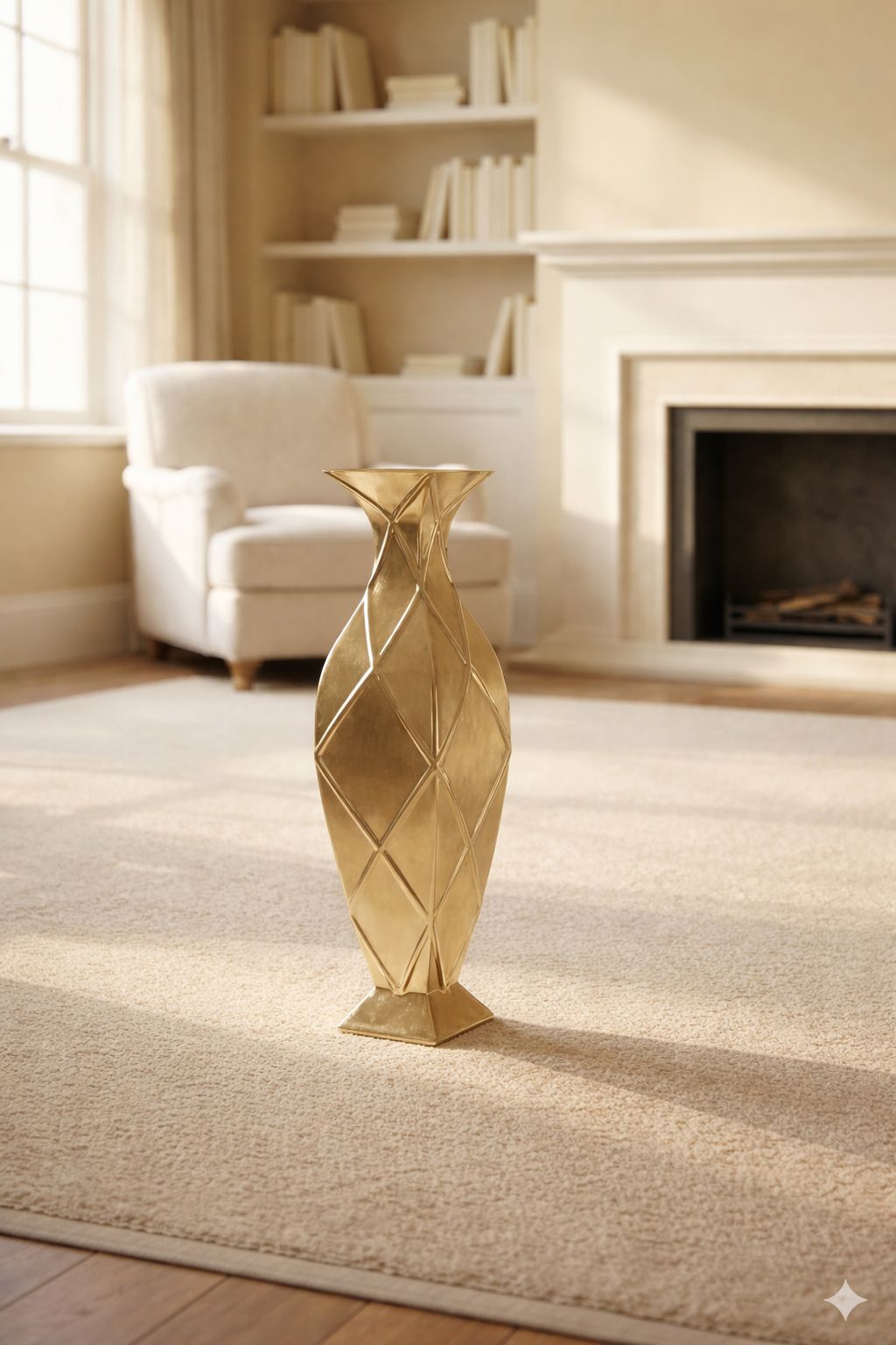 Safra Diamond-Pattern Gold Vase