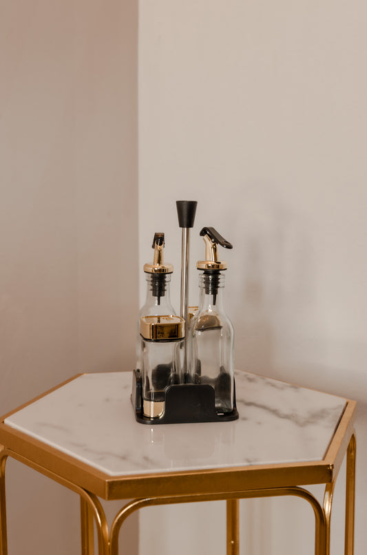 Gold Condiments Quad Set
