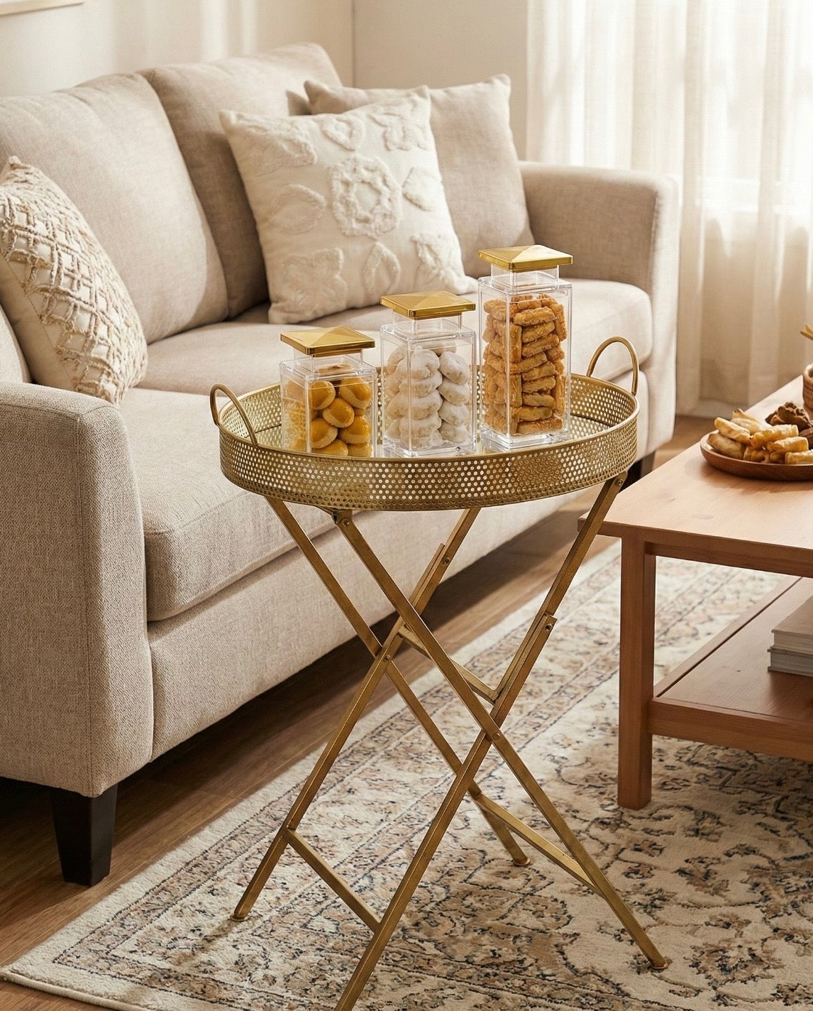 Hadi Folding Round Tray Table
