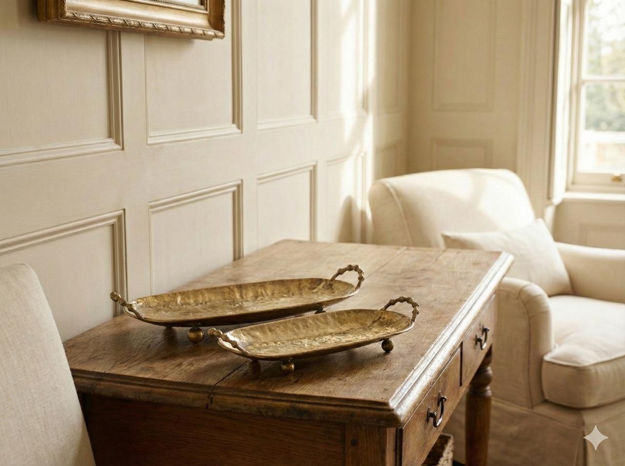 Farah Hammered Gold Footed Bowls