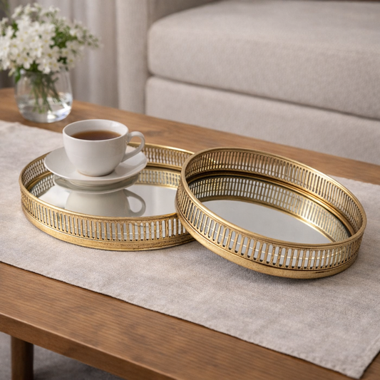Nur Gold Perforated Round Tray