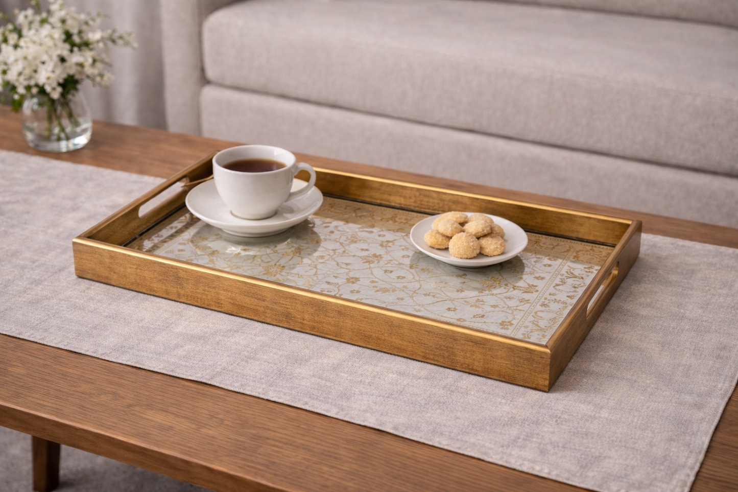 Zahra Gold Rectangular Serving Tray