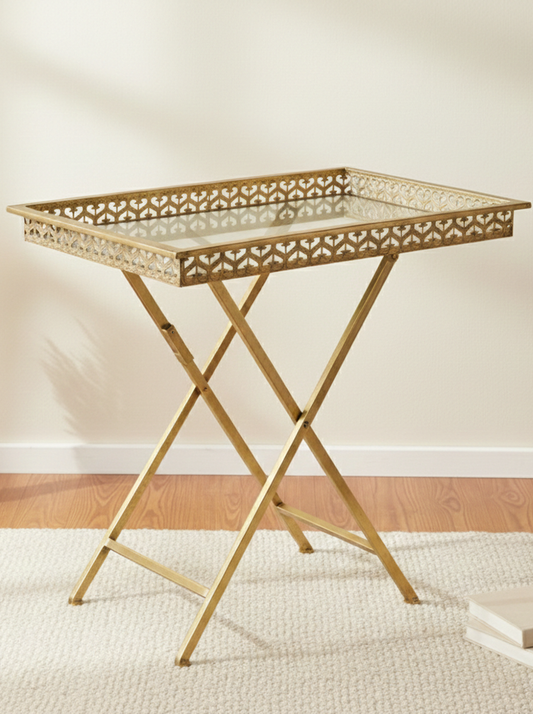 Raya Folding Gold Tray Table