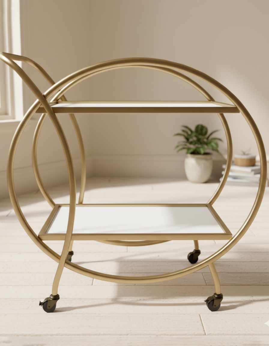 Amani Oval Gold Bar Cart