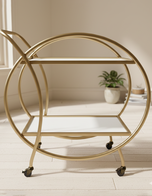 Amani Oval Gold Bar Cart