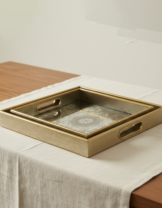 Zahra Gold Square Serving Tray