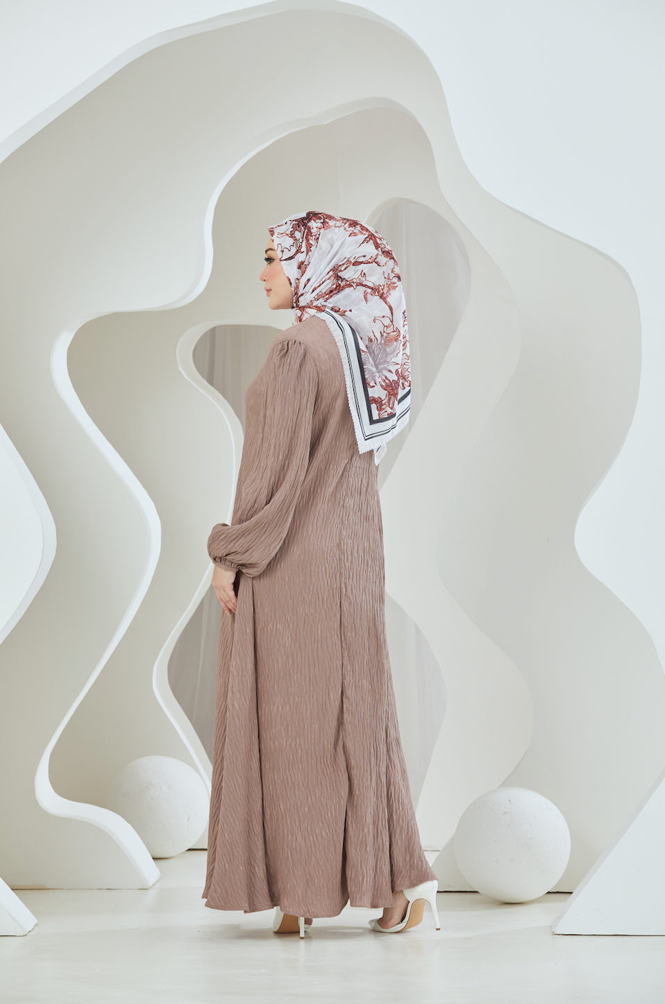 Crinkled Rayon Embellished Maxi Dress - Dusty Pink