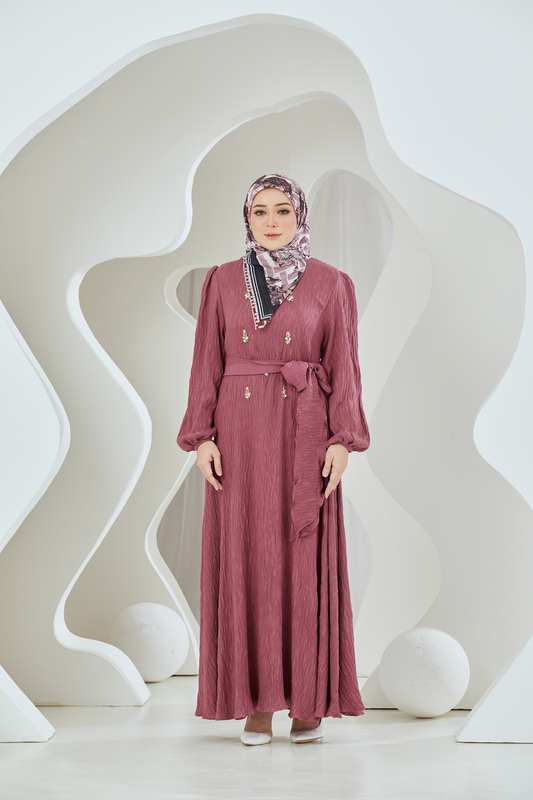 Crinkled Rayon Embellished Maxi Dress - Desert Rose