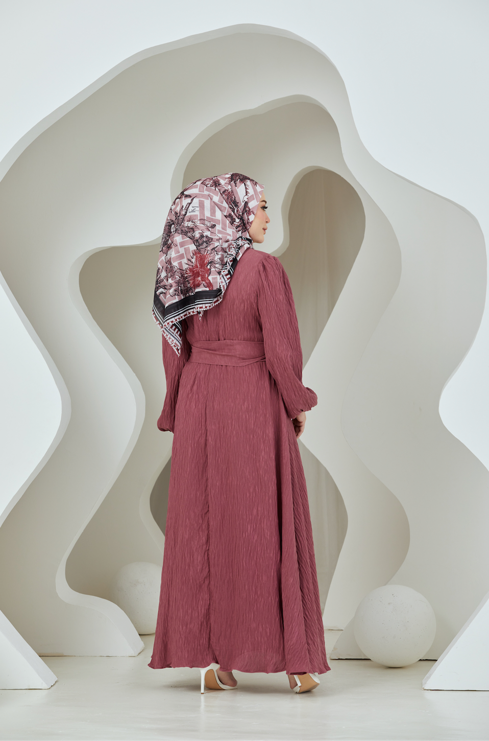 Crinkled Rayon Embellished Maxi Dress - Desert Rose
