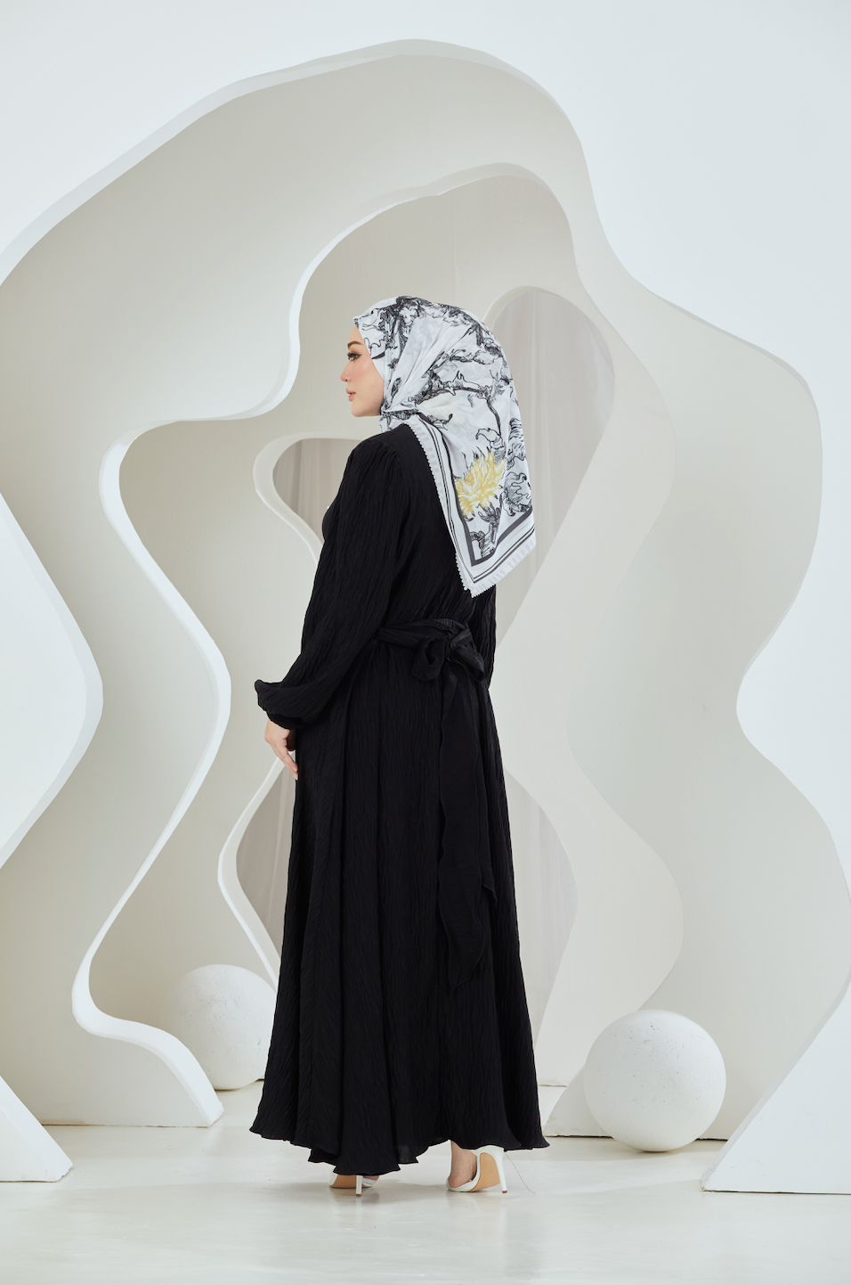 Crinkled Rayon Embellished Maxi Dress - Black