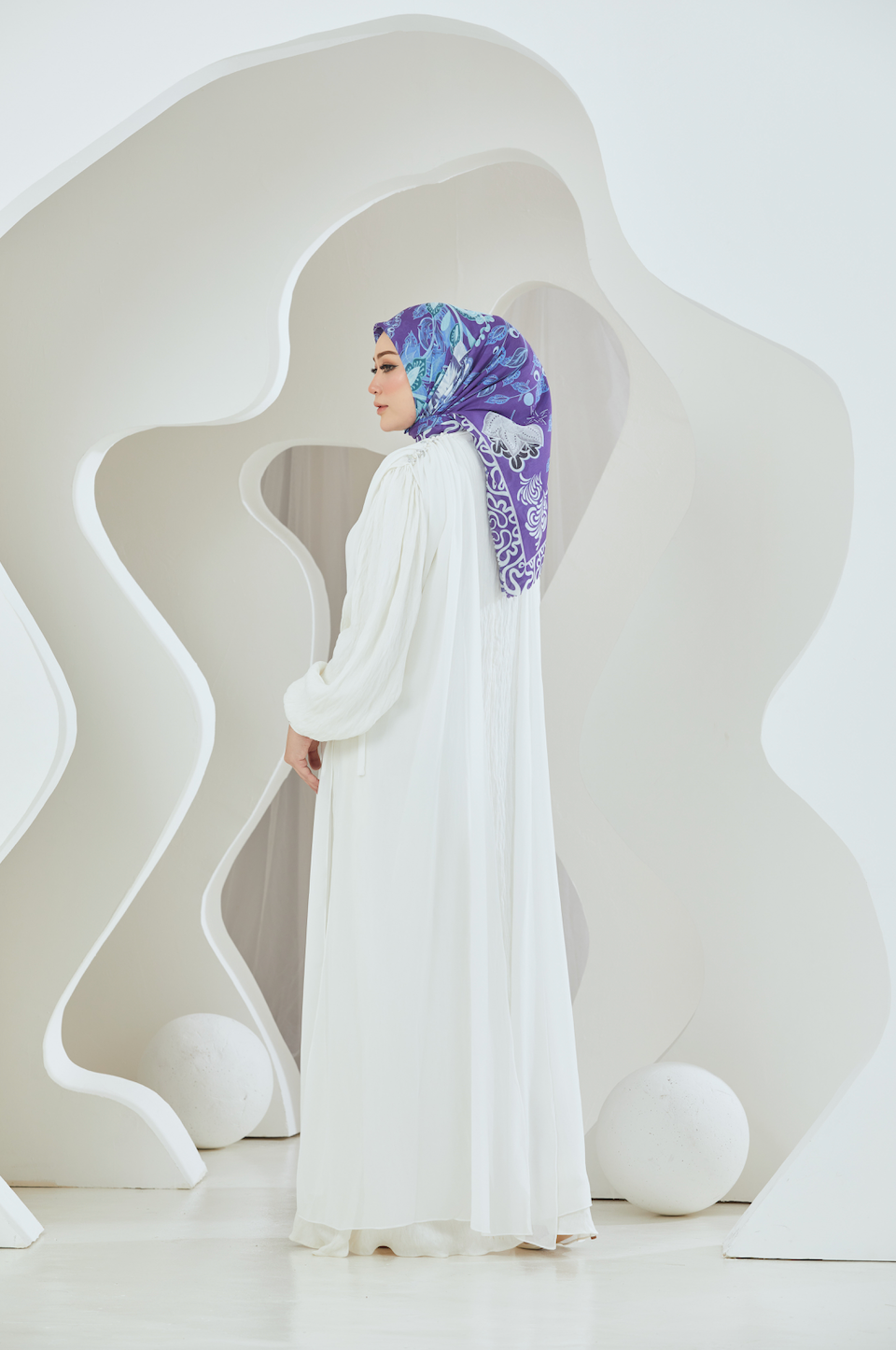 Crinkled Rayon Dress with Chiffon Maxi Overlay - White