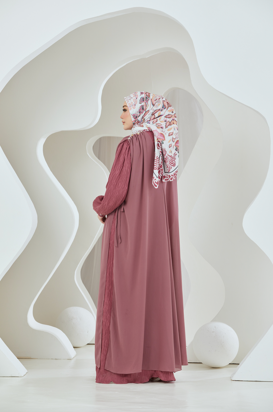 Crinkled Rayon Dress with Chiffon Maxi Overlay - Desert Rose