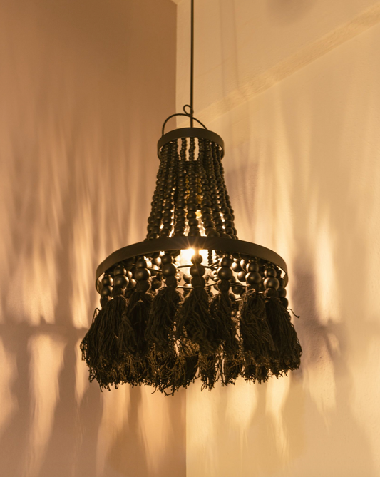 Beaded Fringed Chandelier (Black)