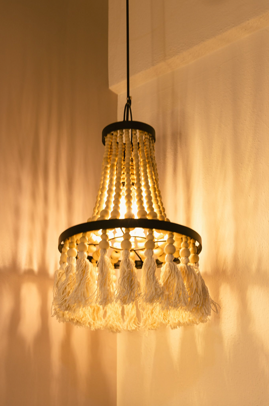 Beaded Fringed Chandelier (Natural)