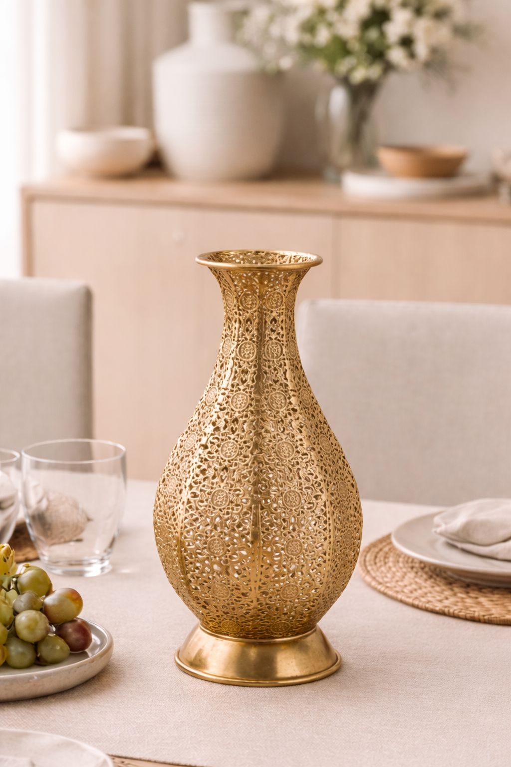 Farah Patterned Gold Vase