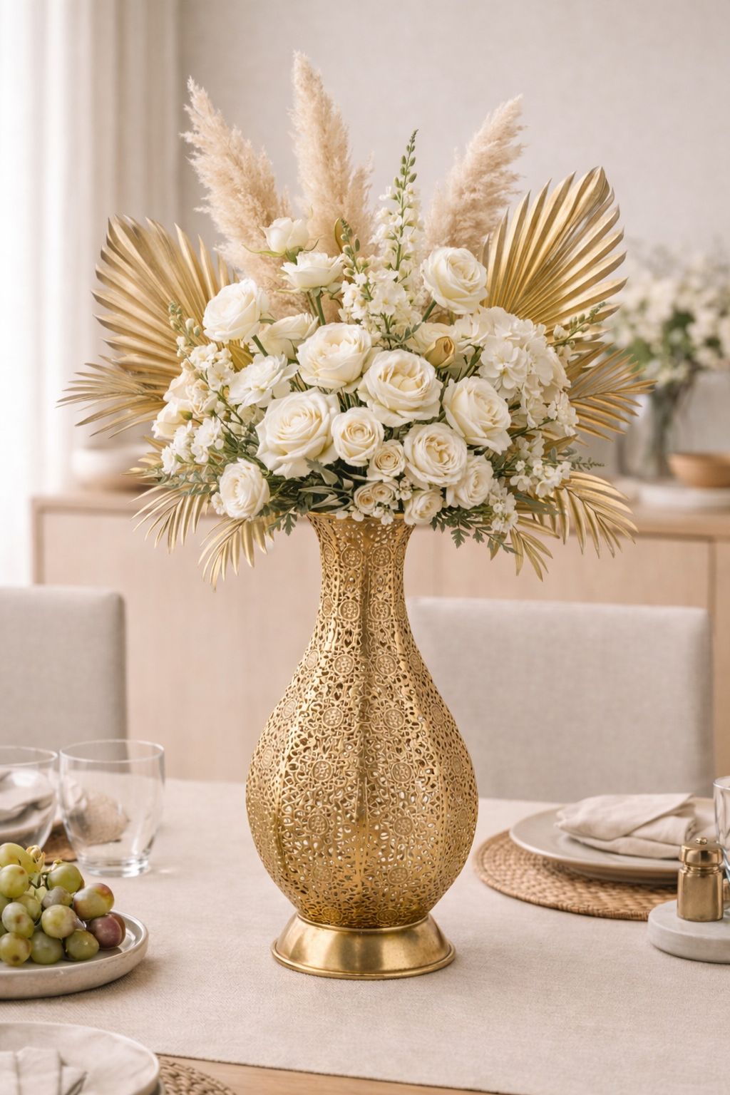 Farah Patterned Gold Vase