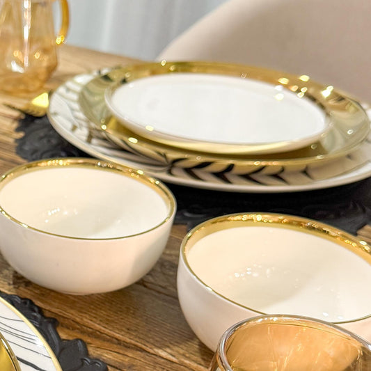 Opulence White with Gold Rim Soup Bowl