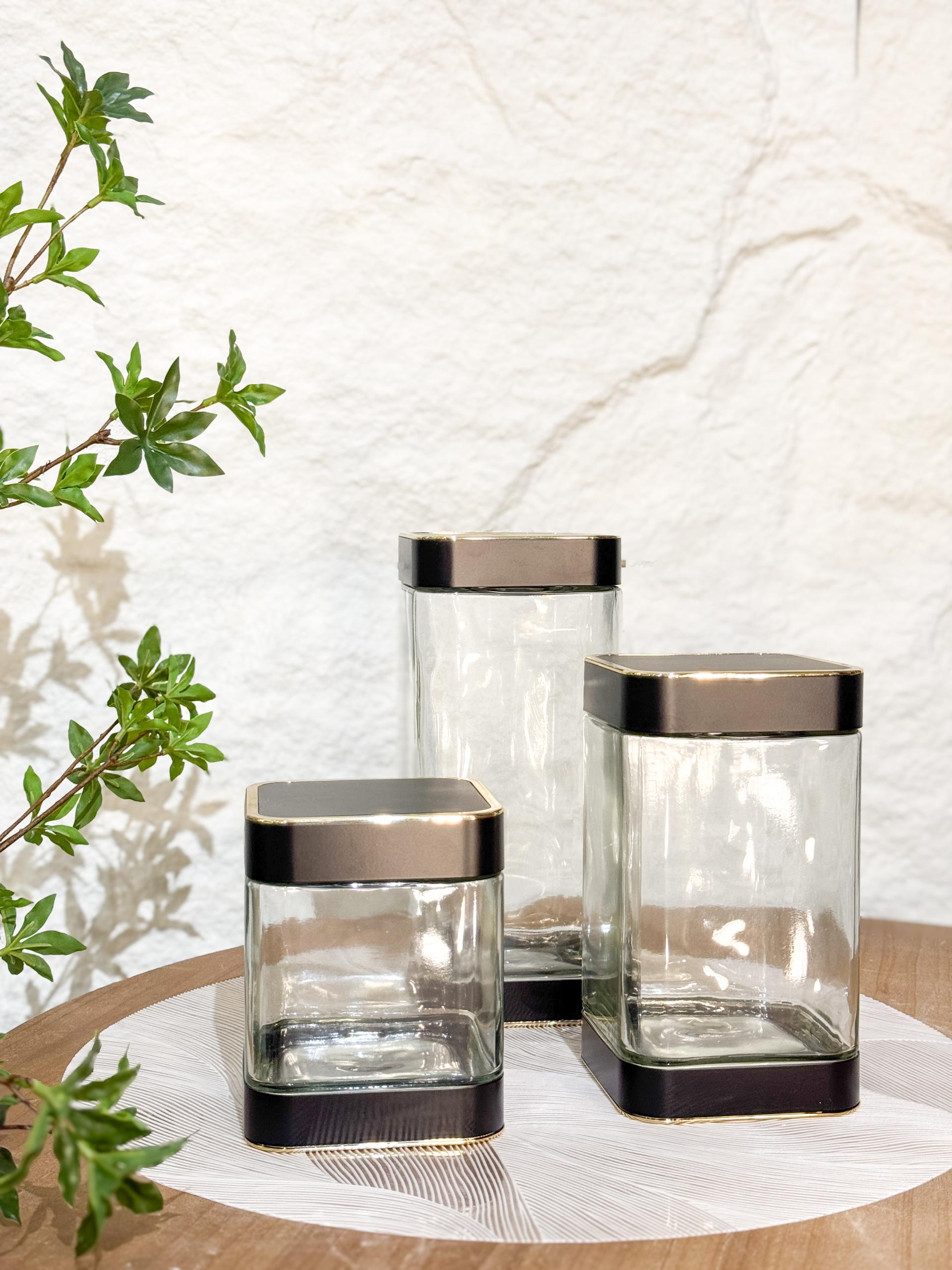 Set of 3 Glass Twist Canisters