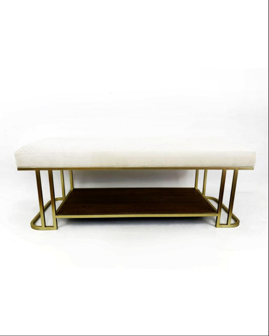 Cream Velvet Gold Bench