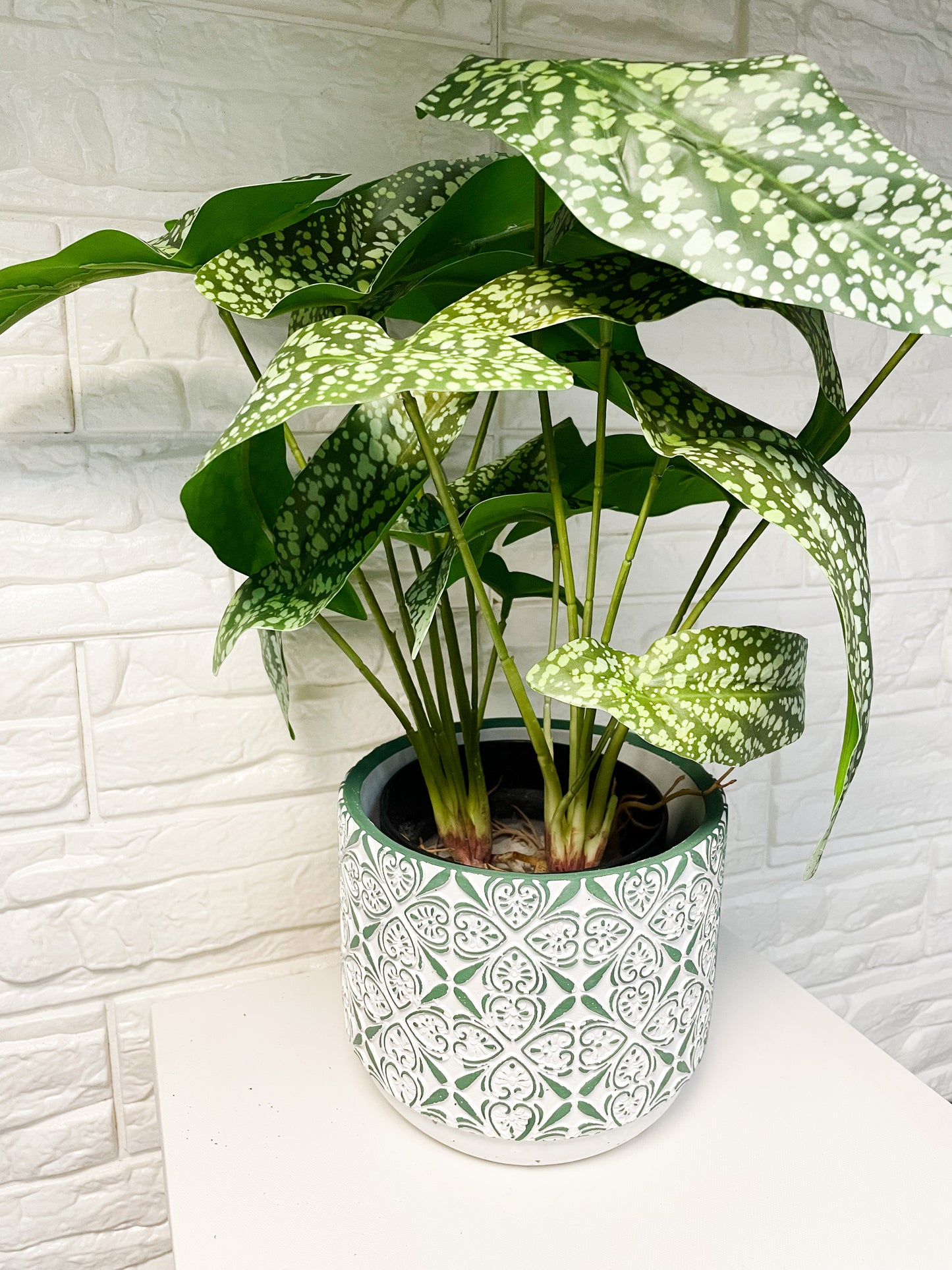 Spotted Caladium Faux Plant