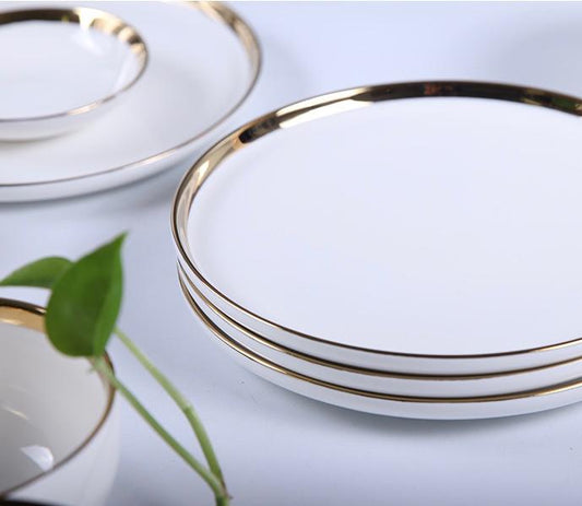 Opulence White with Gold Rim Dinner Plate