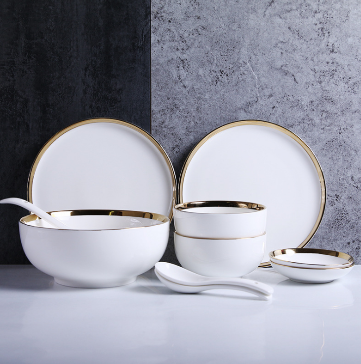 Opulence White with Gold Rim Dinner Plate
