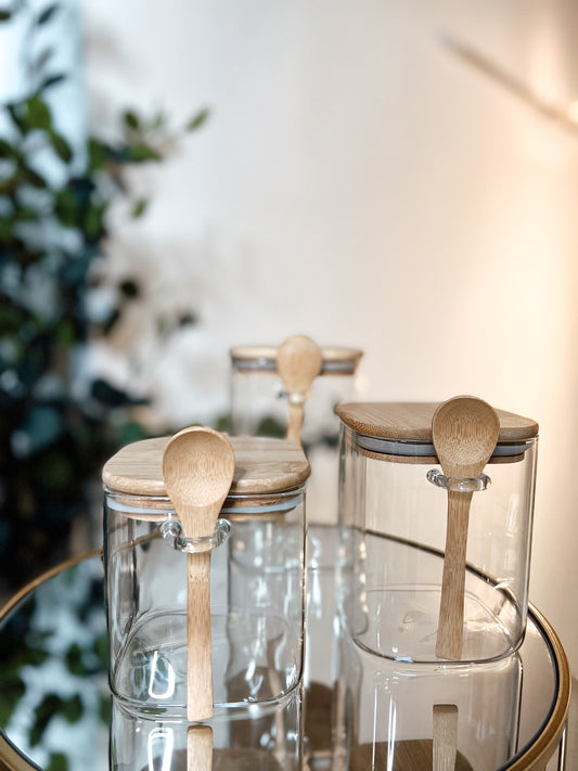 Airtight Glass Canister with Spoon
