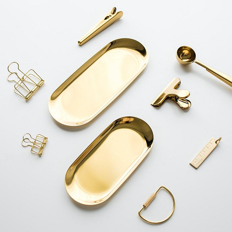 Gold Oblong Tray