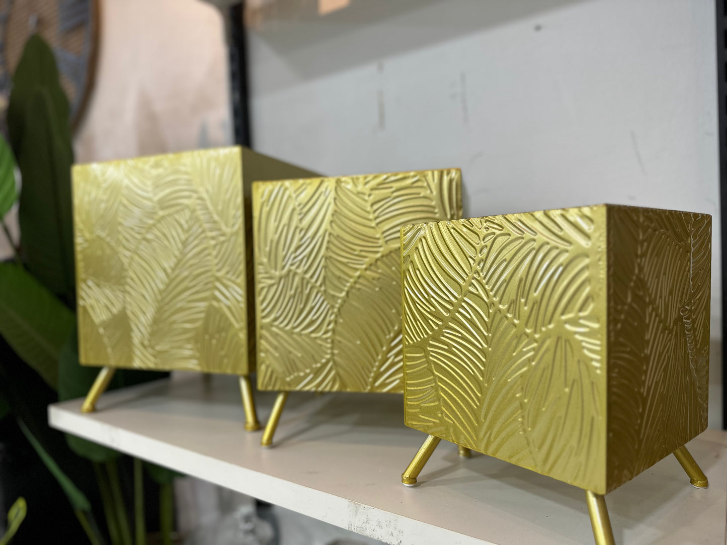 Gold Block Planter Pot