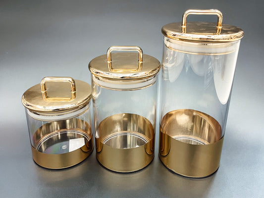 Gold Round Acrylic Airtight Canister